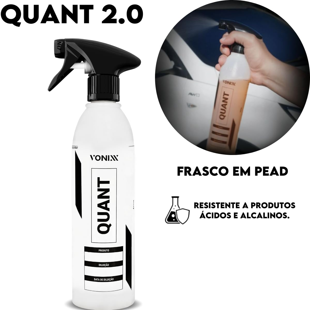 Kit 2 Quant 2.0 Pulverizador De Diluição Frasco em PEAD Resistente