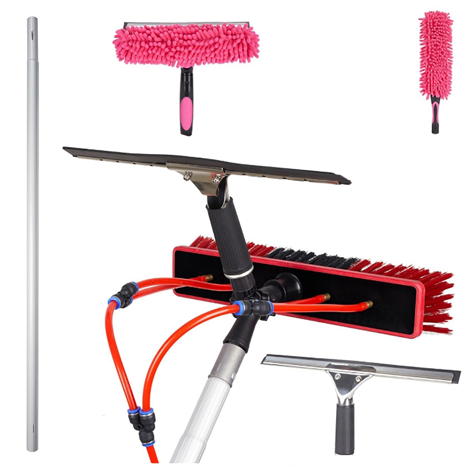 Escoba Limpiador Extensible,Limpiador De Polvo RetráCtil,Cepillo De PulverizacióN De Agua MultipropóSito Limpiador Extensible,Kit De Limpieza De Paneles Solares Poste De ExtensióN Ajustable