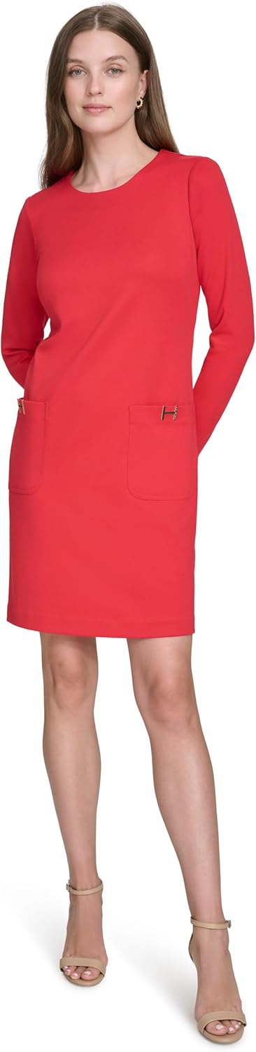 Halston Womens Long Sleeve Scoop Neck Wear to Work Dress - Image 2