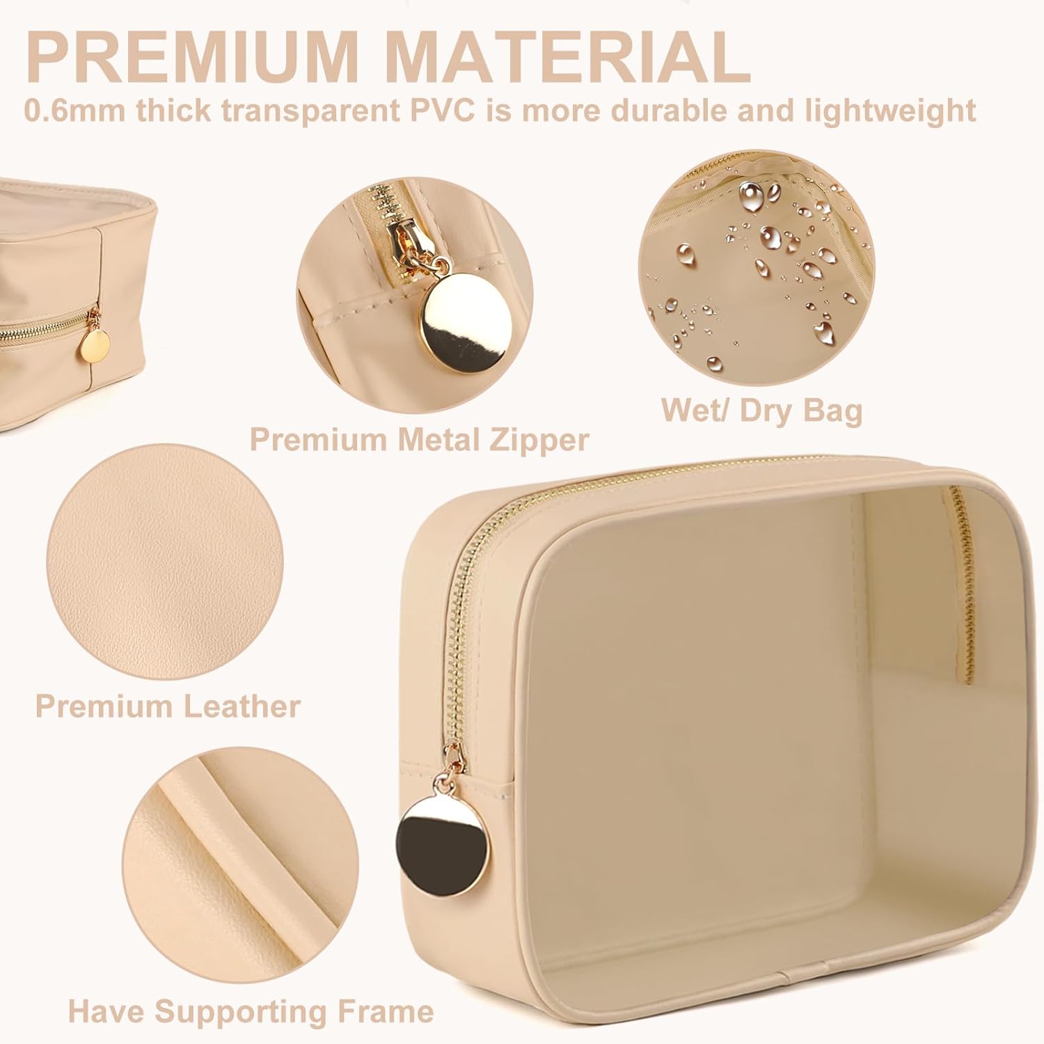 YOPCDJ 4PCS Clear Makeup Bag Set, Waterproof TPU Purse Organizer Pouches, TSA Approved Toiletry Bag, Diaper Bag Organizer Pouch, Travel Organizer Bags for Women and Kids