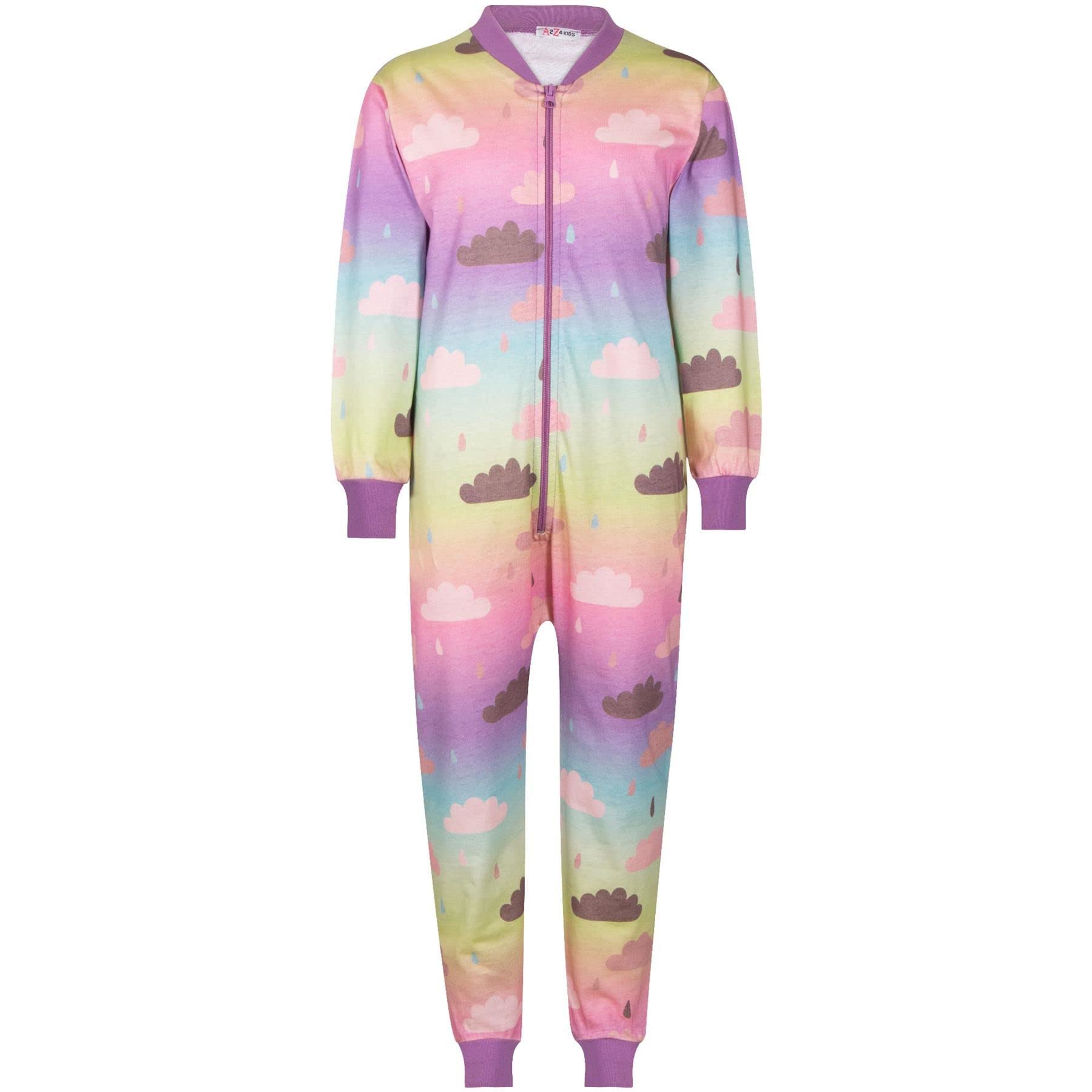 A2z 4 Kids Girls Rainbow A2z Onesie One Piece Pyjamas Sleepsuit - Cotton Onesie 188 ._9-10