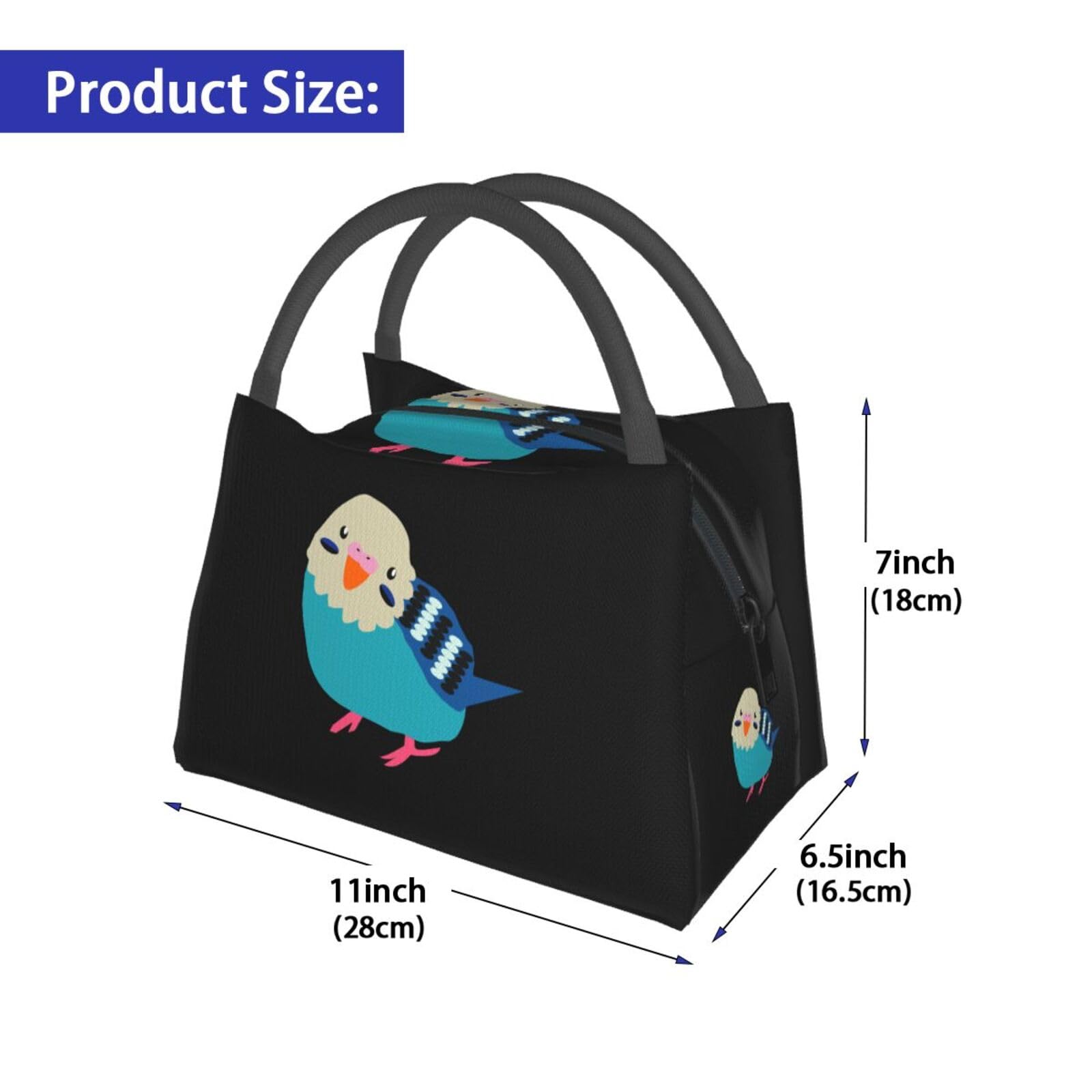 Amazon｜NEKKIIセキセイインコ 保冷 がま口 ランチバッグ ブラック お