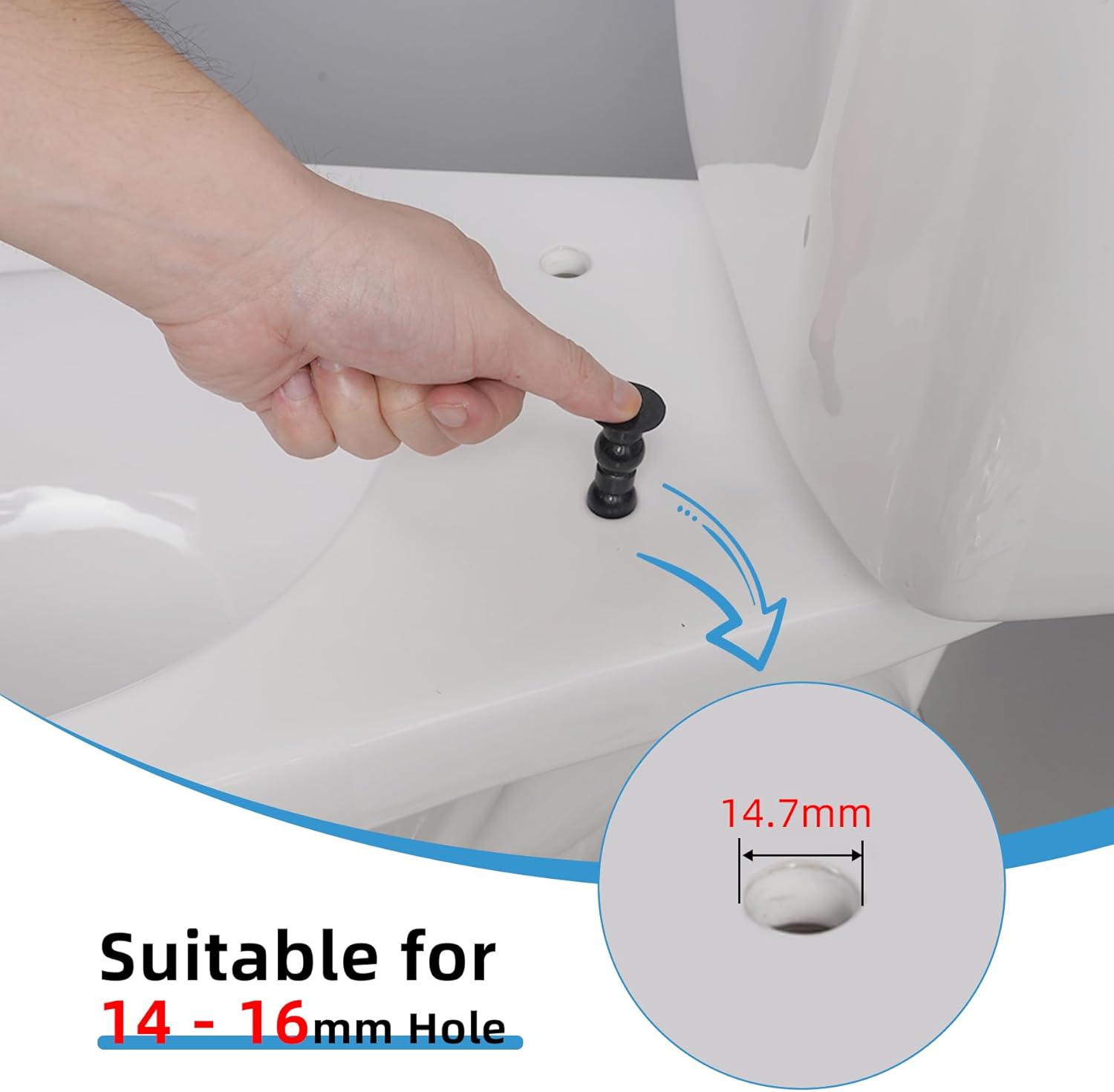 Hibbent 6 Pack Universal Toilet Seat Hinges Screw - Blind Hole Fixings Expanding Rubber Top Fix Nuts for Top Mounting - 3 Pairs With Two Expandable Ball