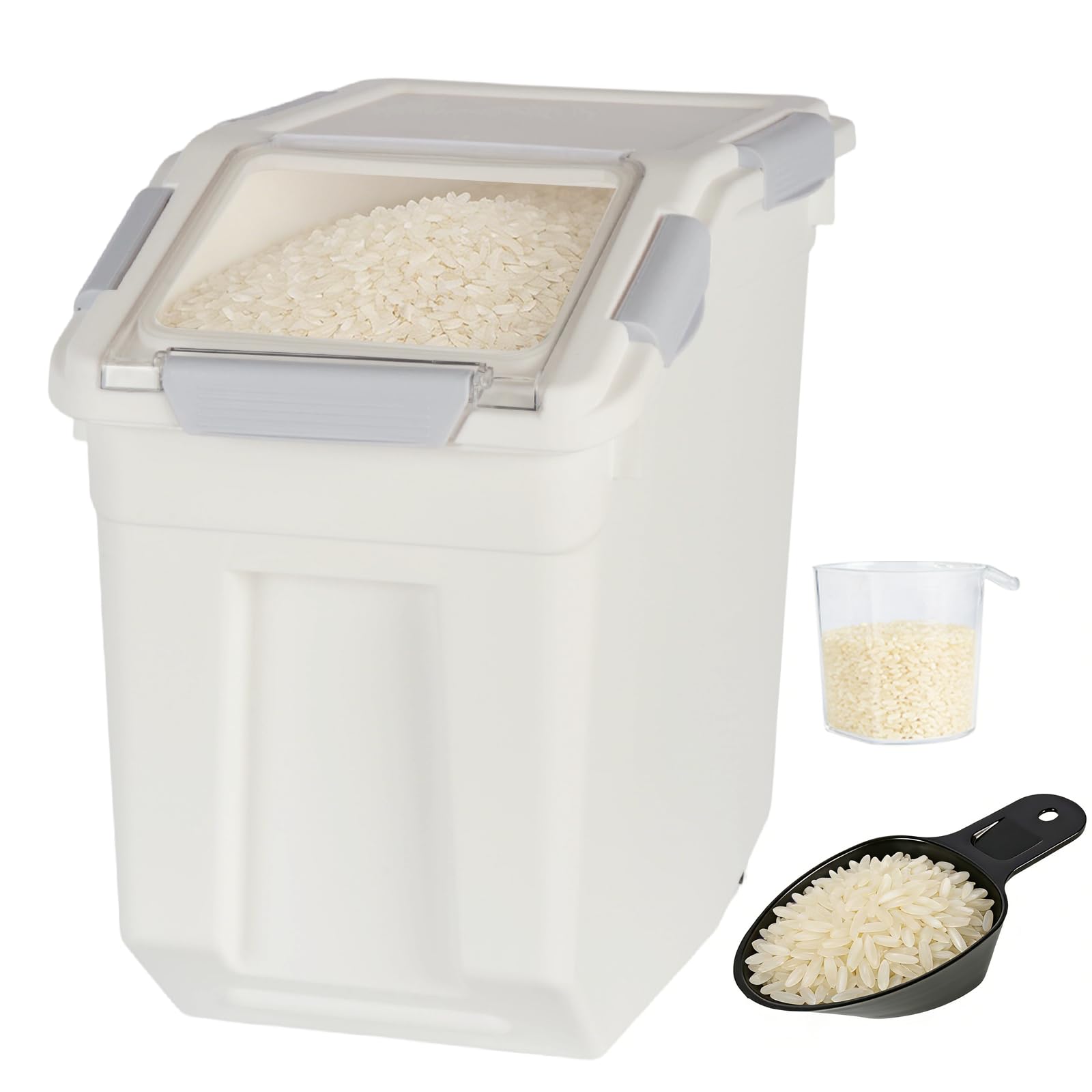 1Pcs 10kg Airtight Rice Storage Container with Lids for Kitchen (Grey) — image 1