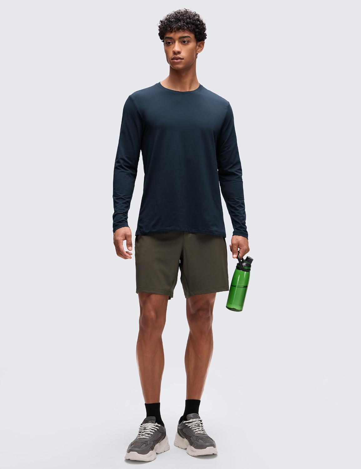 CRZ YOGA Cotton-Blend Long Sleeve Shirts for Men - Moisture Wicking Soft Workout Athletic Casual Crewneck Basic Tops - Image 3