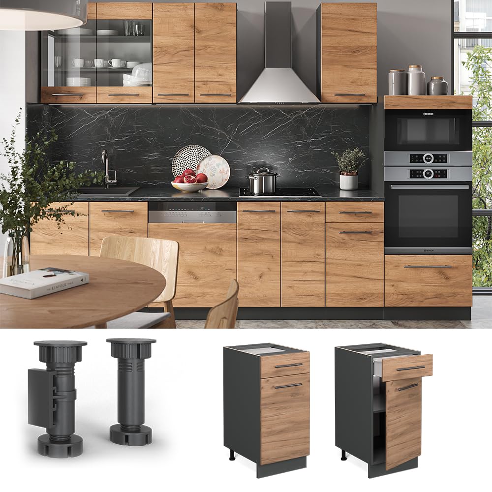 Vicco Küchenunterschrank Fame-Line, Goldkraft Eiche, 40 cm ohne Arbeitsplatte, zur Kombination mit weiteren Modulen der Fame-Line Serie