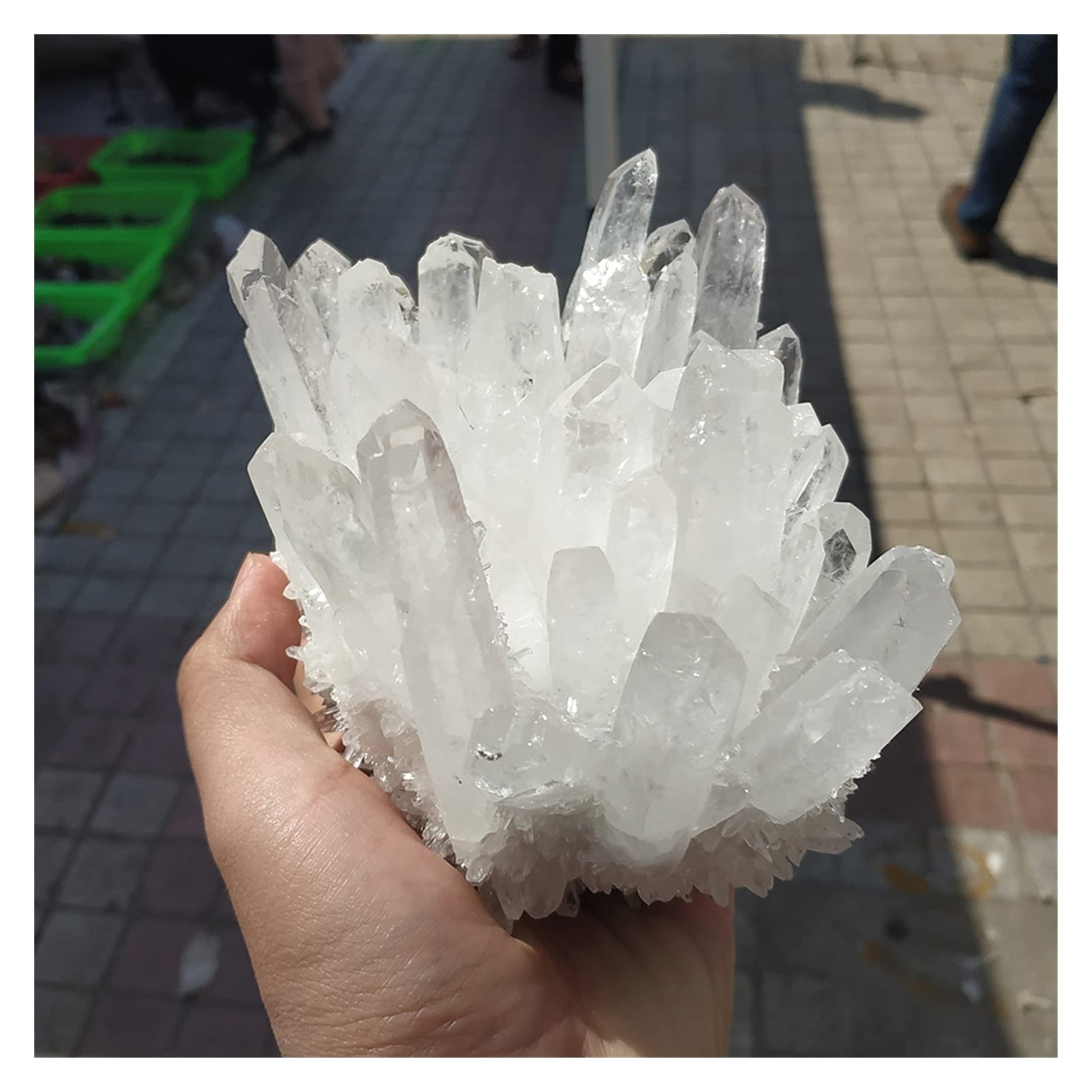FFIME Natural Crystal Rough Natural Clear Crystal Quartz Cluster Decoration White Cluster Geode Reiki Column Point Resistant