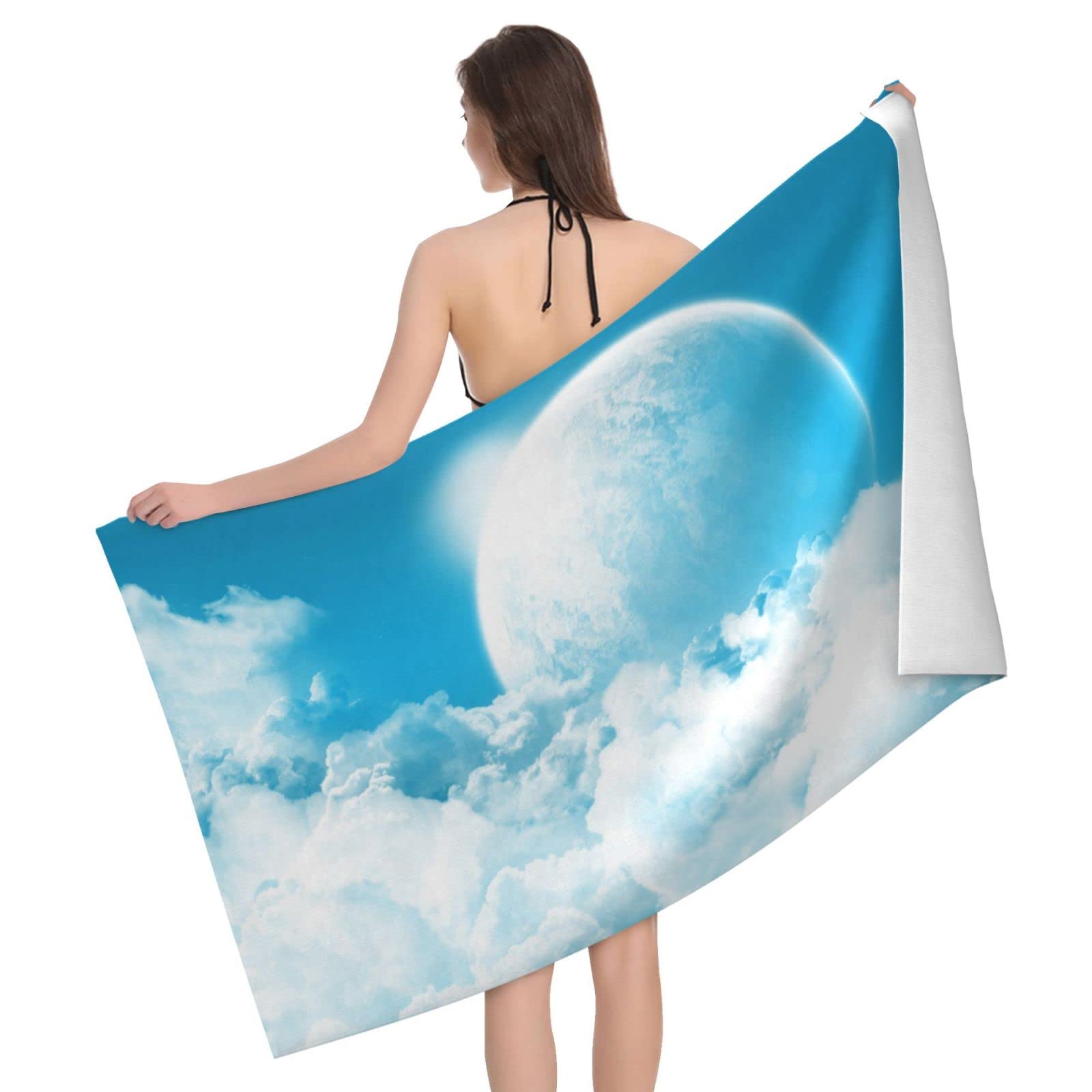 Lawenp Michigan State Sky Beach Towel, Lightweight Sand Free Quick Dry Microfiber Absorbent Bath Towel for Kids, Adults, Swimming, Bath, Yoga, Pool, Travel, Camping 32"X52"