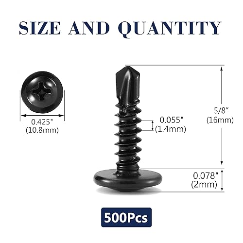 Miniatura 118 de Tornillos de chapa metálica de 2-1/2 pulgadas, 250 tornillos de acero inoxidable 410 tornillos autorroscantes rápidos de cabeza de armadura de acero