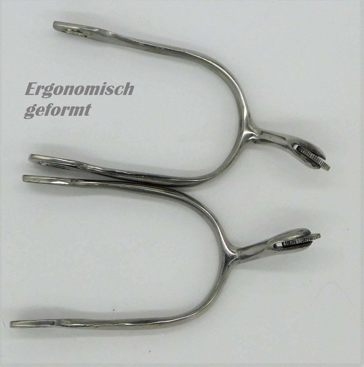 Tysons Breeches Schwanenhals Sporen Silber Farben Rädchen o Dorn ergonomisch geformt Schwanenhalssporen 4,5 cm lang (Rädchensporen, 1 Paar)