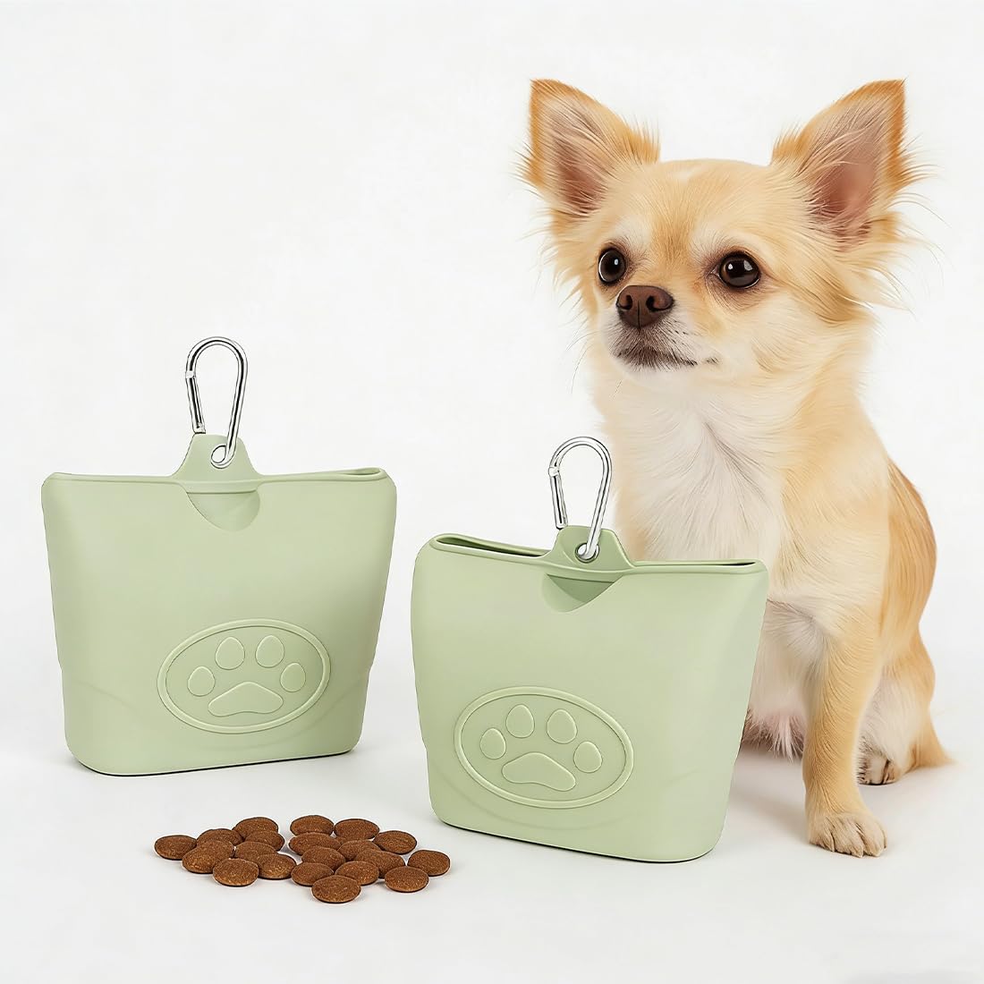 Porta Premietti per Cani, Custodia in Silicone per crocchette per Cani, Contenitore Portatile per l'addestramento Comoda Chiusura con Fibbia Magnetica e Clip in Vita