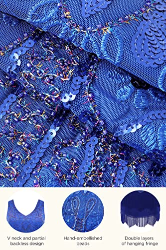 Image of BABEYOND Women's Flapper Dresses 1920s V Neck Beaded Fringed Great Gatsby Dress