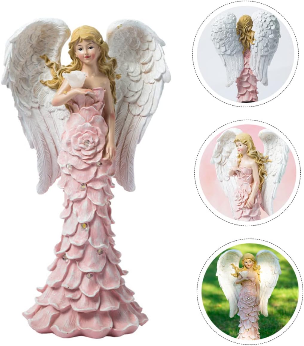 Hemoton Solar Powered Angel Garden Light Decorative Resin Outdoor Sculpture for Patio Angel Lamp for Garden Decor Durable and Lifelike Design for Home