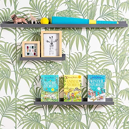 Harbour Housewares 1x Grey 90cm Floating Picture Ledge Wall Shelf Gallery Bookshelf Storage Shelves Set Easy To Install Office, Bedroom, Living Room, Storage Mounted Shelves