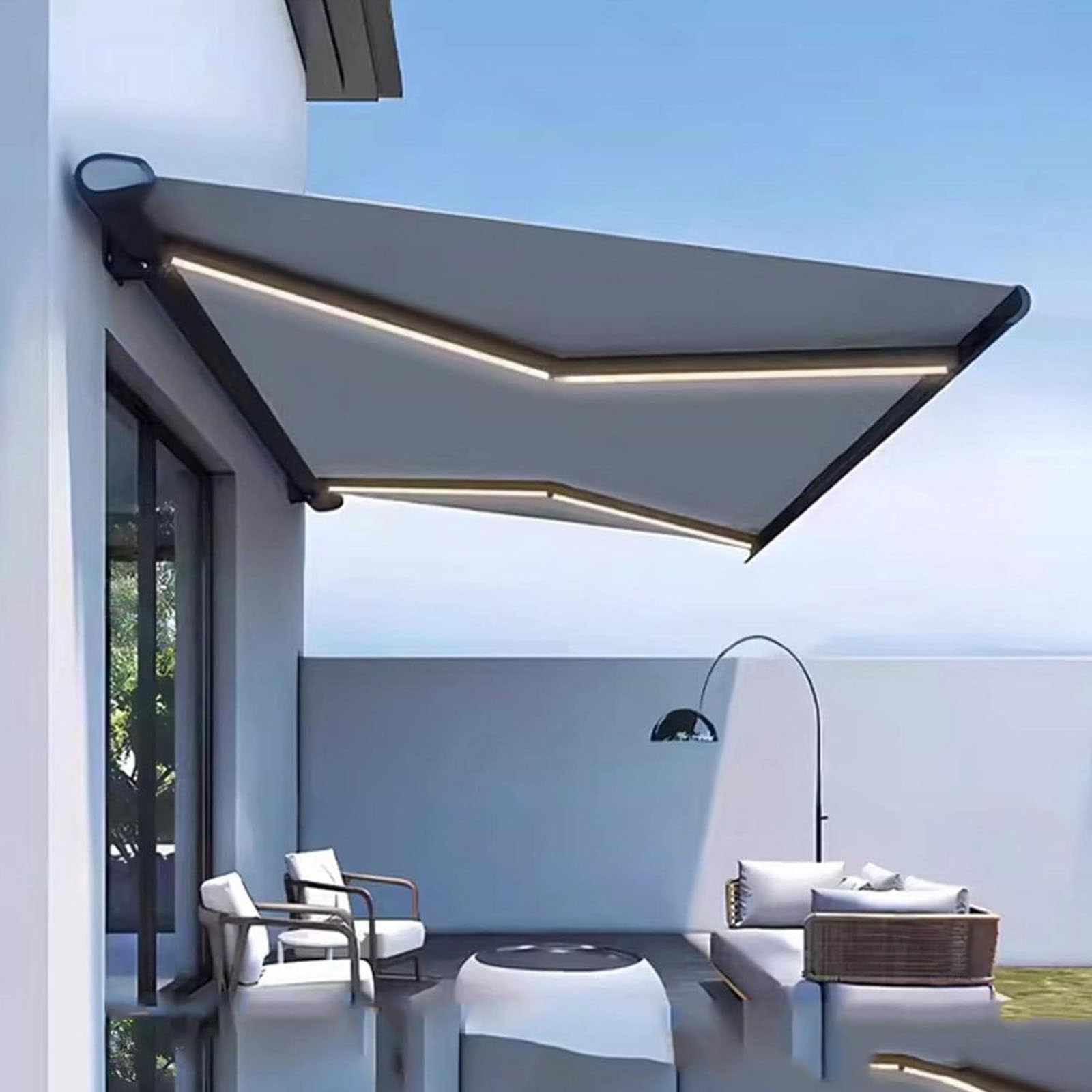 Elektrisch einziehbare Markise, wasserdicht, Fernbedienung, für Fenster und Türen, 3 x 1,5 m, perfekt für Decks, Outdoor-Schattenlösung, einfache