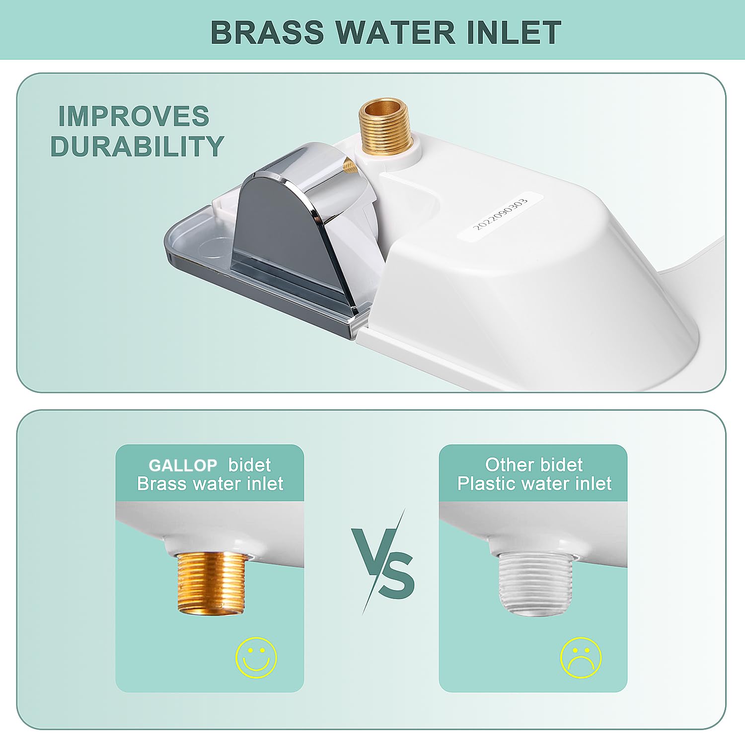 Bidet-Aufsatz für Toilette – nicht elektrischer Kaltwasser-Bidet-Toilettenaufsatz, einstellbarer Wasserdruck, Doppeldüsen, Frontspülung, Rückspülung, Bidet mit Messingeinlass (Mit 2m Schlauch)