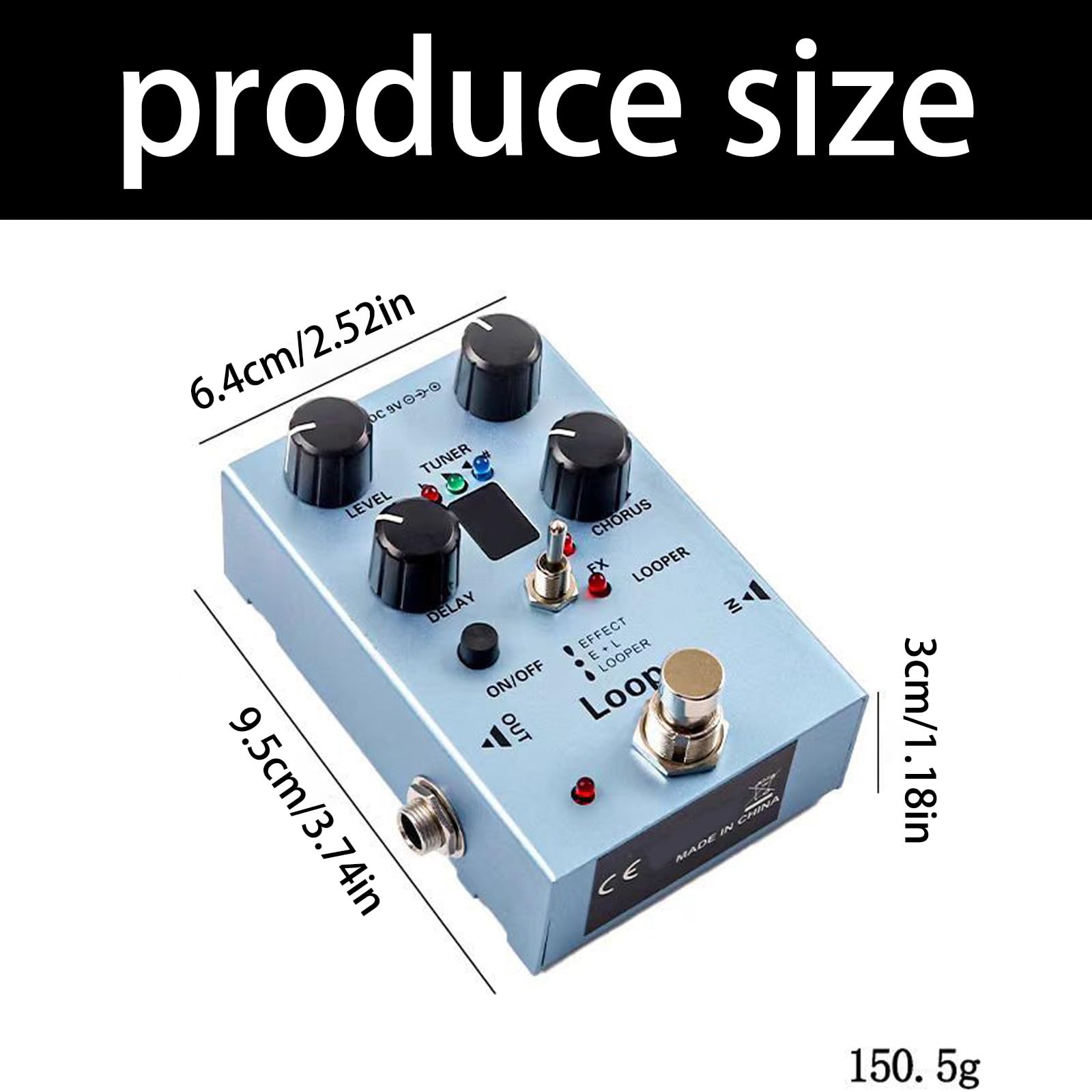 Pedal de guitarra eléctrica profesional multiefecto, pedal de efecto de guitarra eléctrica con luces LED para hogares, estudio, multi bucle
