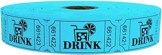 1200 Drink Raffle Tickets, 2 x 1 Inch, Drink Tickets Single Roll for Events, Club, Community Festival, Party, Class Reward (Blue)