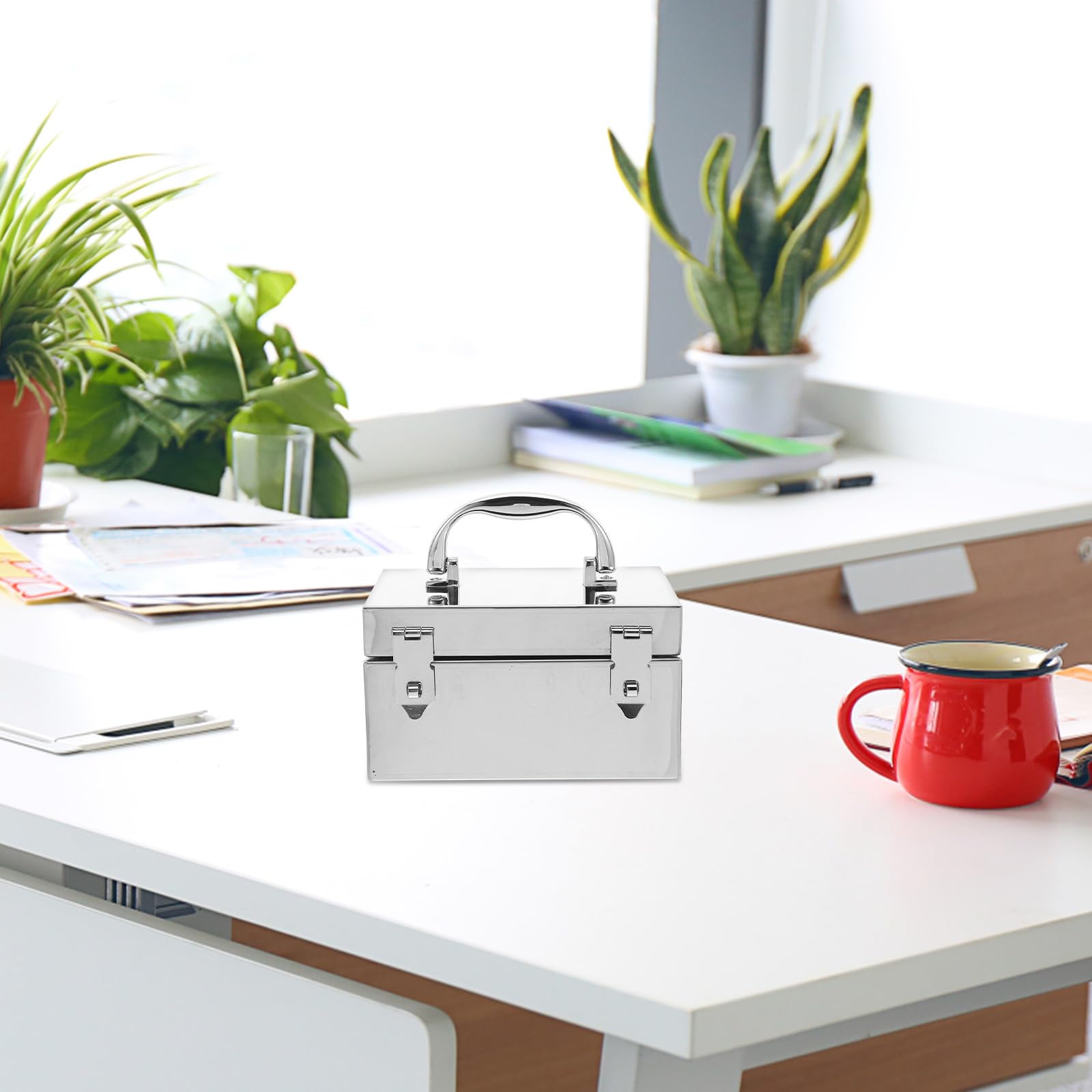 Cassetta Contanti in Acciaio Inossidabile con Serratura Sicura Scatola Porta e Attrezzi Compatta e Portatile Resistente al per Casa e Ufficio Organizzatore Versatile per Denaro