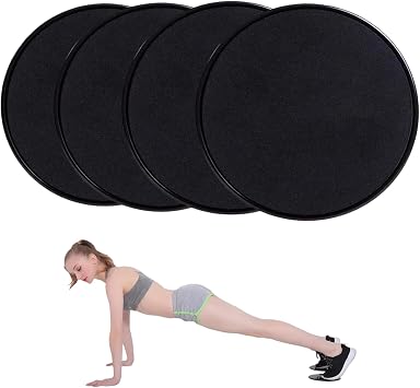 4 PCS Dual Sided Gliding Discs, 17.5cm Reversible Core Sliders, Discs Exercise Slider Ultimate Core Trainer Gym Home Abdominal Total Body Workout Gliders Gym Use on Carpet Hard Floor