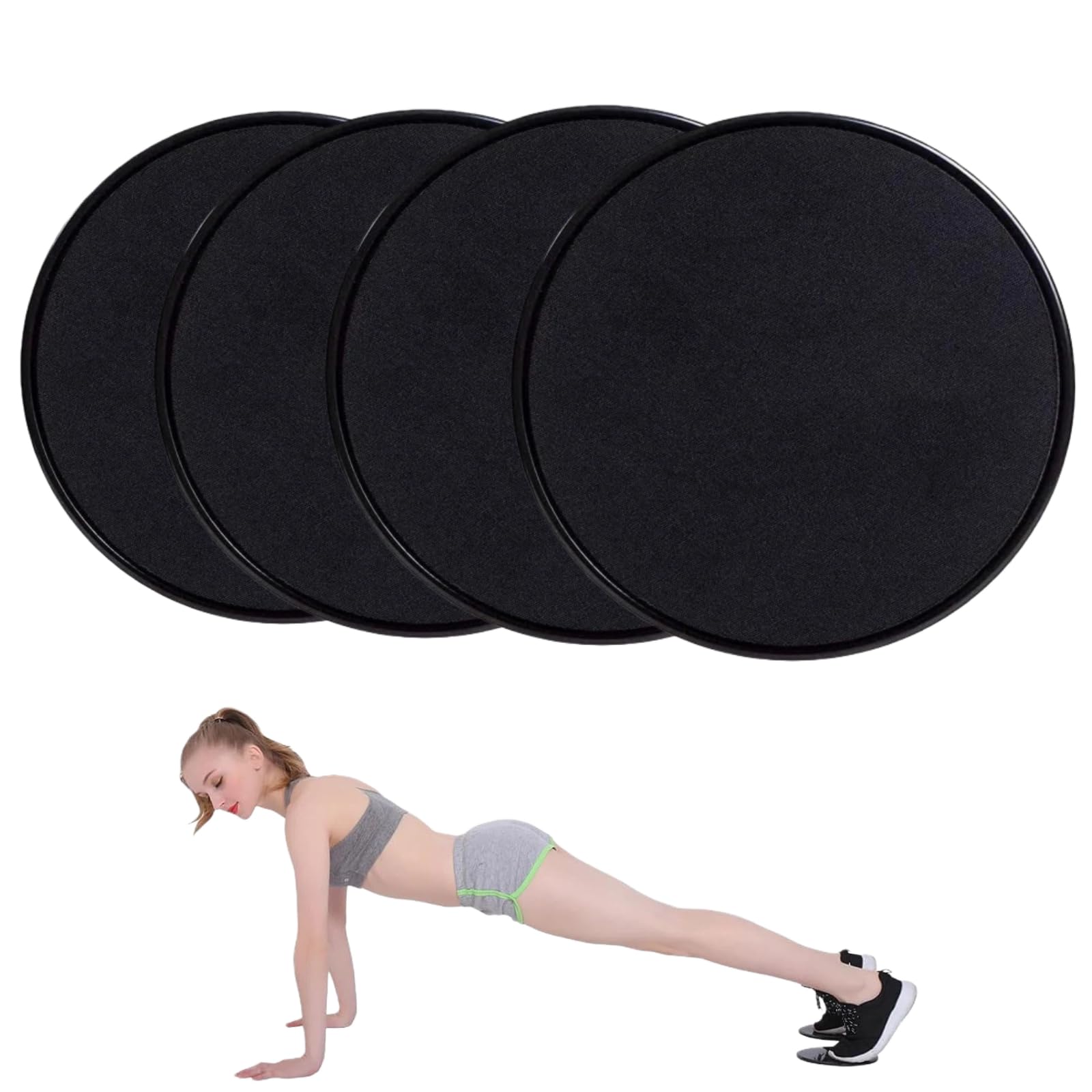 4 PCS Dual Sided Gliding Discs, 17.5cm Reversible Core Sliders, Discs Exercise Slider Ultimate Core Trainer Gym Home Abdominal Total Body Workout Gliders Gym Use on Carpet Hard Floor