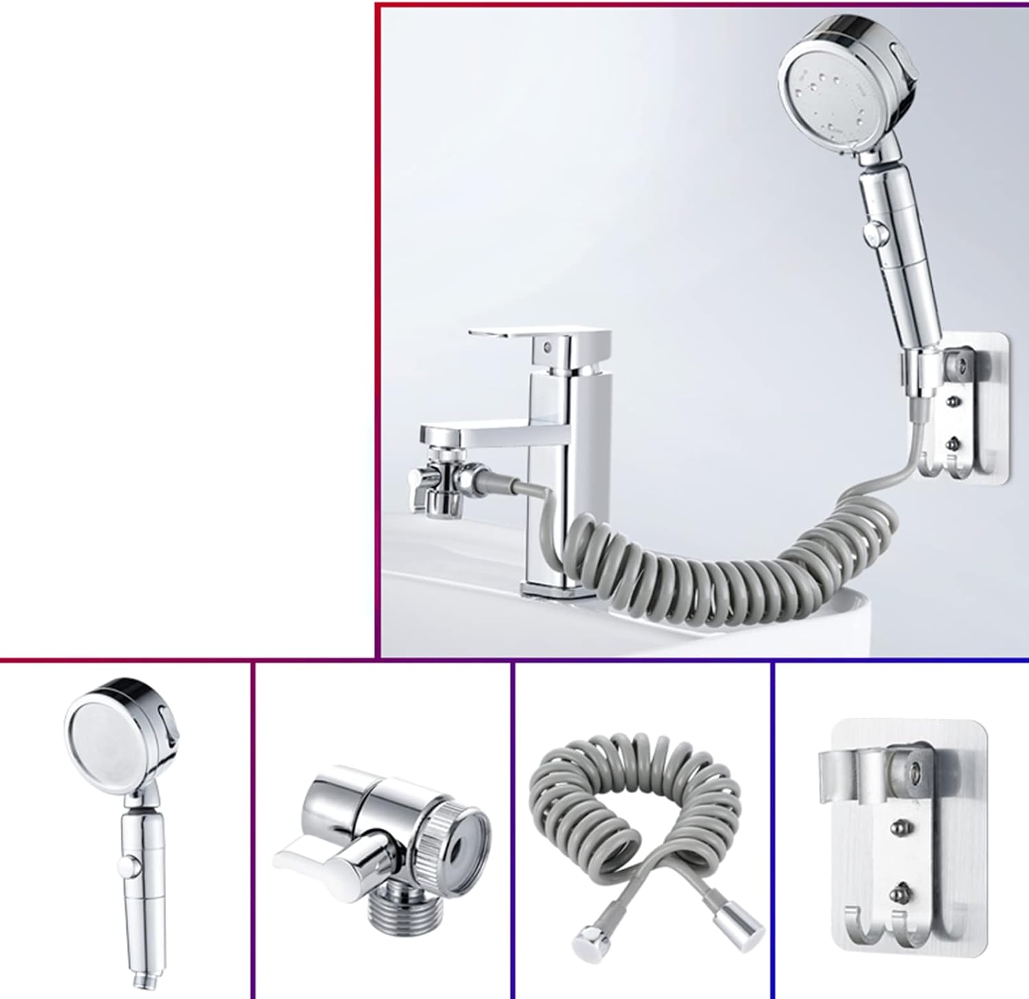 hand shower sink shower hose sprayer sink sprayer attachment for faucet sink hose sprayer attachment kitchen with Detachable Hose for Bathroom Hair Washing,Chrome B (Color : Chrome B)