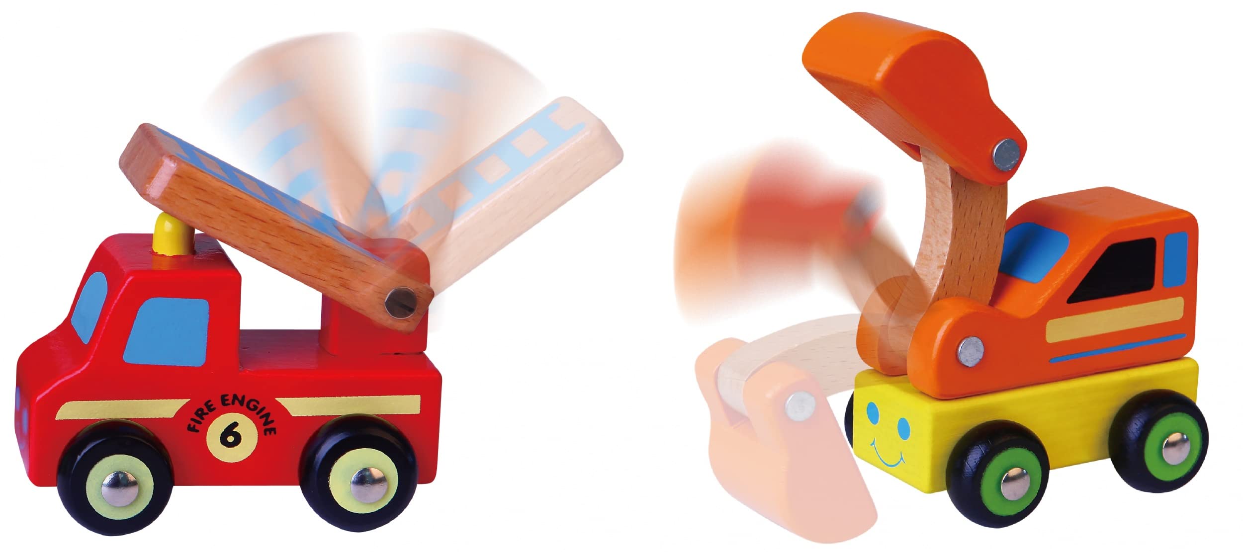 VIGA Wooden 6 Piece Mini Vehicles - Childrens Push-Along Play Cars, 59621, Multicolor, n.a - Image 3