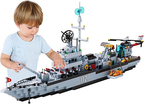 Chodia Battleship Building Set, X-Large 6-in-1 Military Battle Boat Ship WW2 Navy Warship Toys Kits MOC Model Birthday Gift for Adults Men,Teens,Boys Age 8-14,14+ 1456 PCS