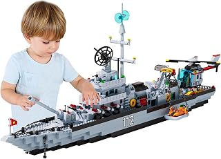 Battleship Building Set, X-Large 6-in-1 Military Battle Boat Ship WW2 Navy Warship Toys Kits MOC Model Birthday Gift for Adults Men,Teens,Boys Age 8-14,14+ (1456 PCS)
