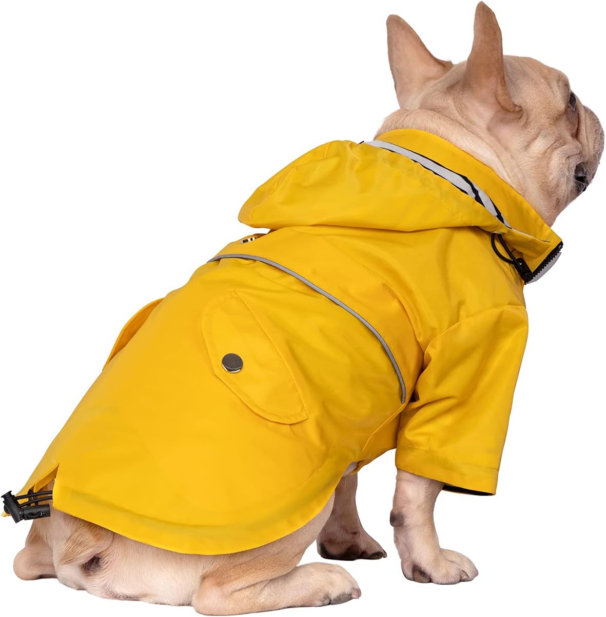 HDE Dog Raincoat Poncho Double Layer Zip Rain Jacket with Removable Hood, Leash Hole for Small to 3XL Dogs and Puppies Yellow - L