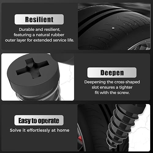 Miniatura 4 de Kruggo Clavos de reparación de neumáticos al vacío, tornillos de goma, kits de reparación de neumáticos con 2 tamaños, destornillador y caja de