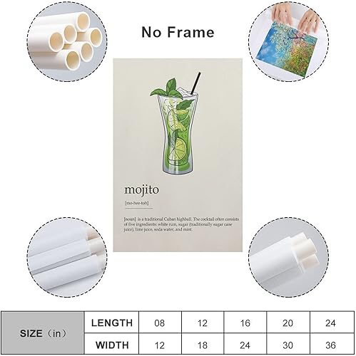 Miniatura 2 de Mojito - Póster de arte de cóctel, póster de bebida Mojito, póster de bebida, póster de arte de pared de Mojito y arte de pared, póster moderno de