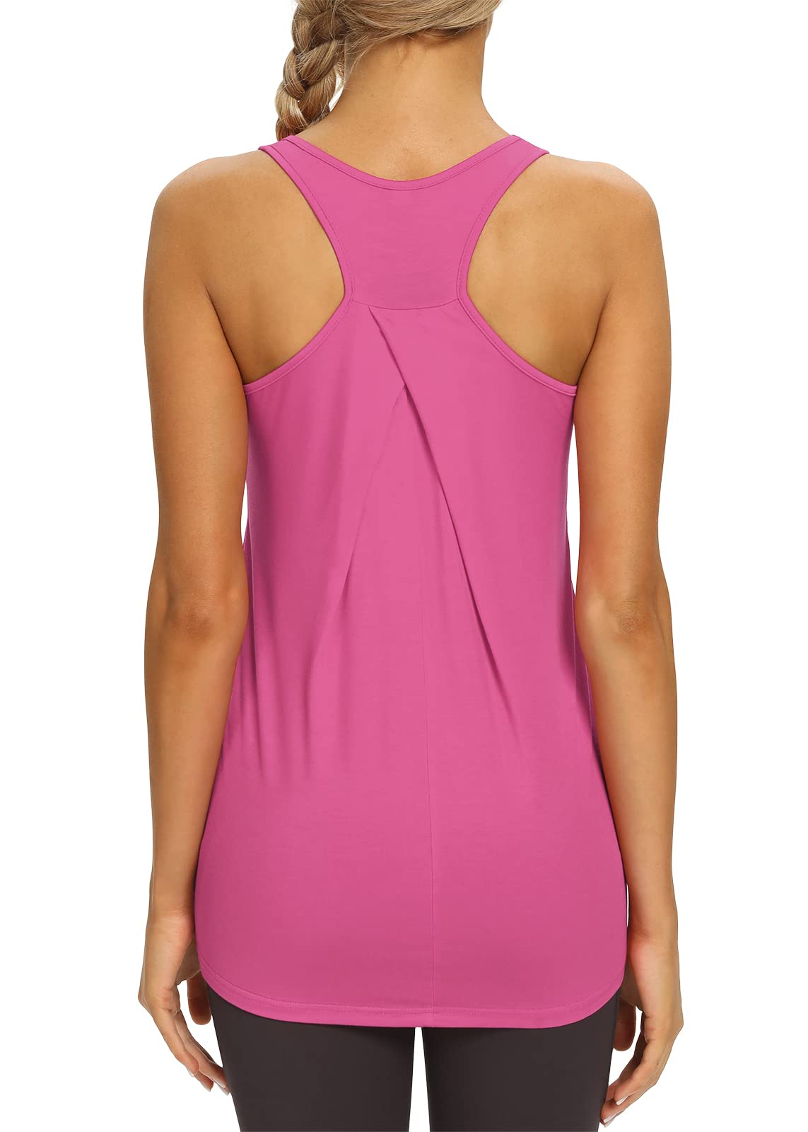 Mippo Camisetas de entrenamiento para mujer, Ropa Deporte, Camisetas atléticas, de yoga, tenis, con espalda cruzada larga y vuelta, Large