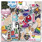UBOFUGS 50Pcs Cute Dick Vinyl Sticker Waterproof, Vinyl Stickers for Aldult, Funny Penis Decal Vinyl for Water Bottle, Car, Laptop, Phone, Skateboard