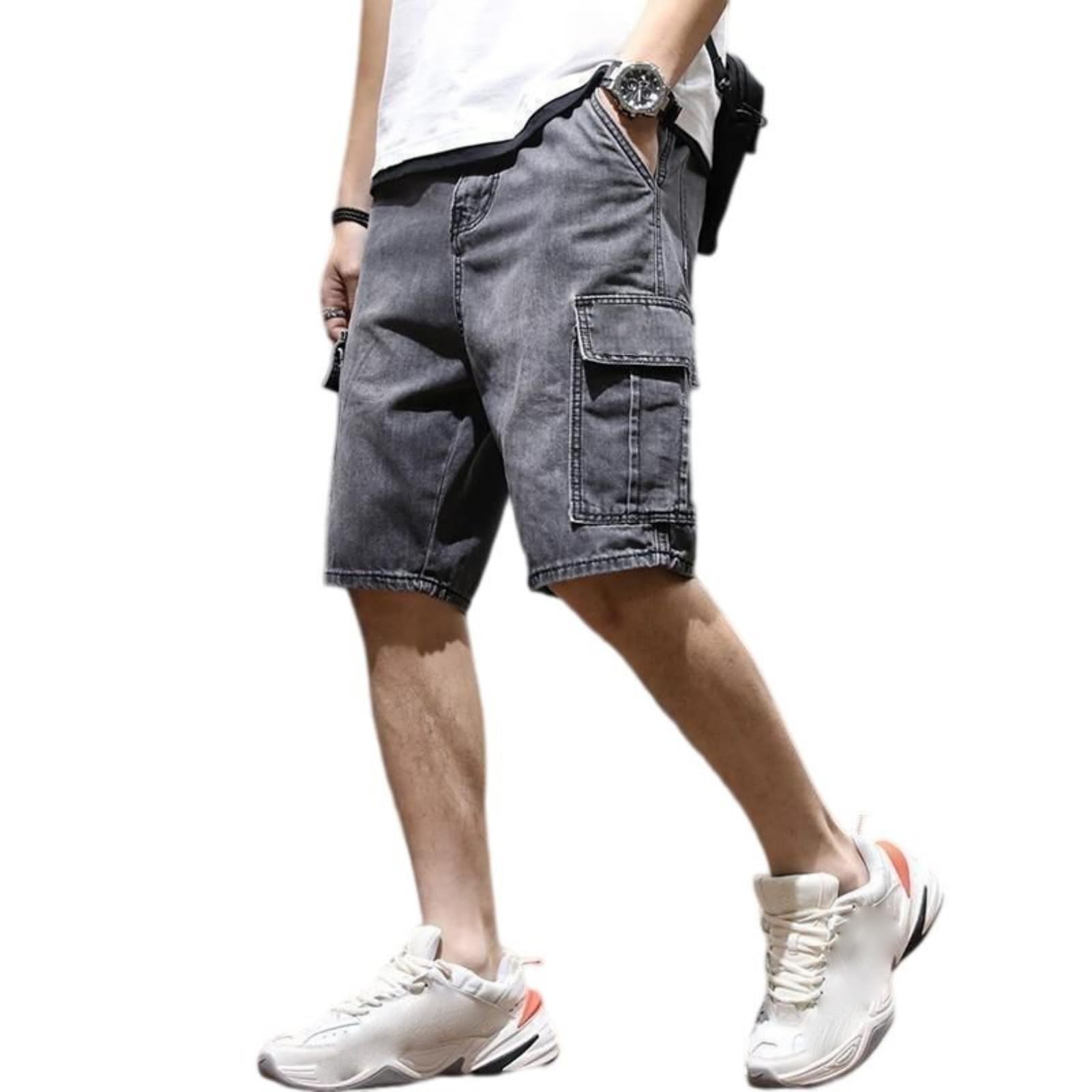 Short cargo en jean pour homme coupe ample et confortable