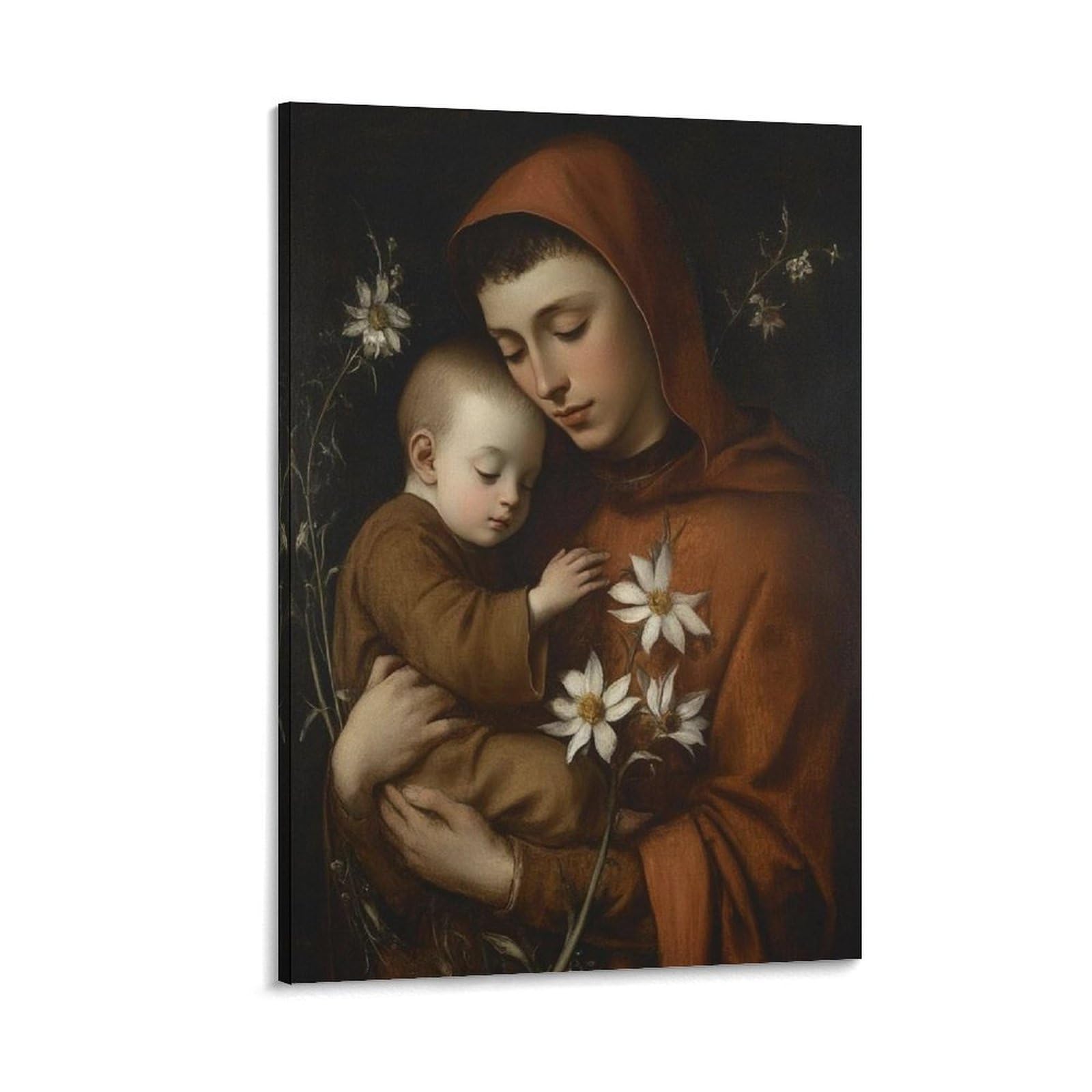Uyaart Saint Anthony Of Padua With Child Jesus Canvas Poster Bedroom Decor Landscape Office Room Decor Gift 08X12inch(20X30cm)