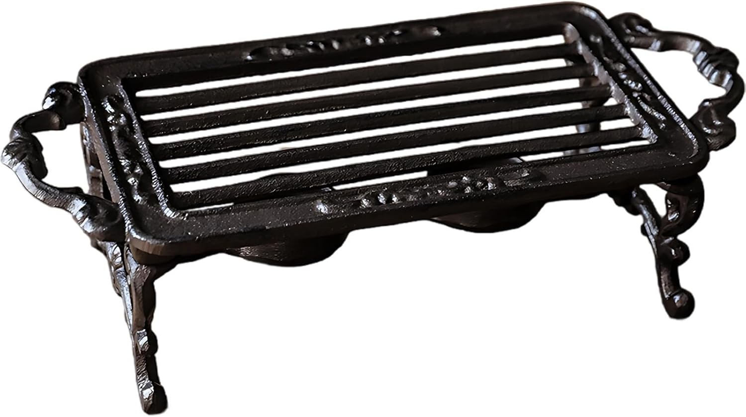 Generic Vintage Rectangular Warmer Teapot, Tea Light Warmer Cast Iron, Hollow Design Pattern, Supportive Four Feet Anti-Slip, by Candle Heated Or Burner Alcoholic