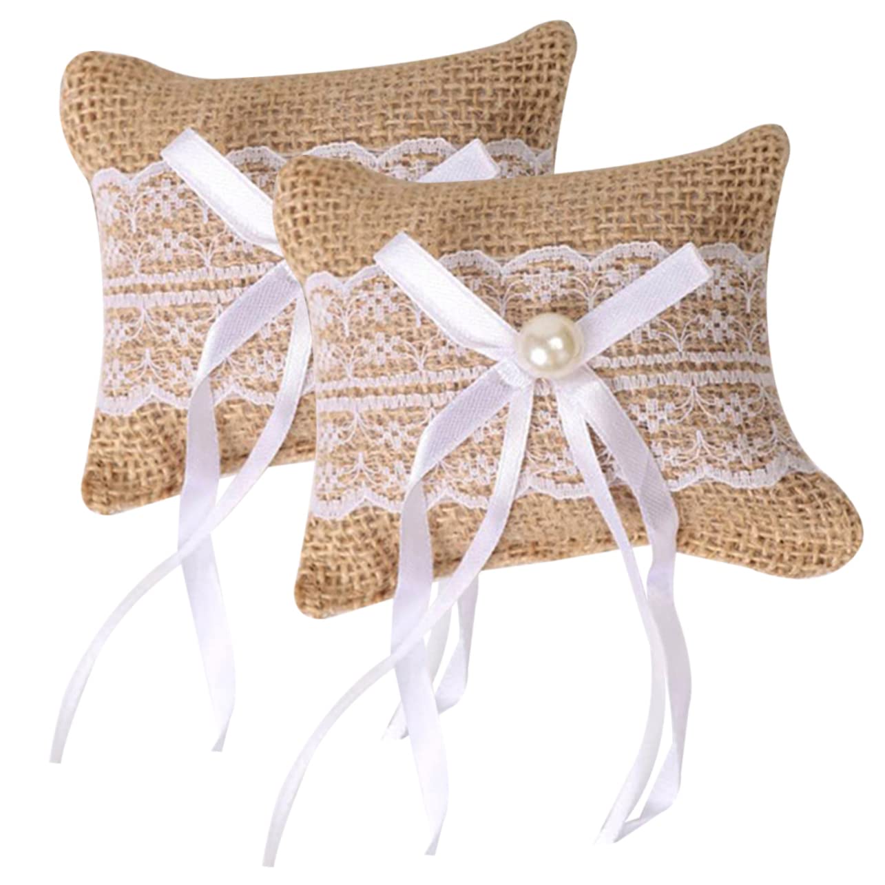 Unomor Wedding Ring Holder Pillows 2pcs Ring Bearer Pillow Set Pillow Case for Wedding Decor Party Accessories