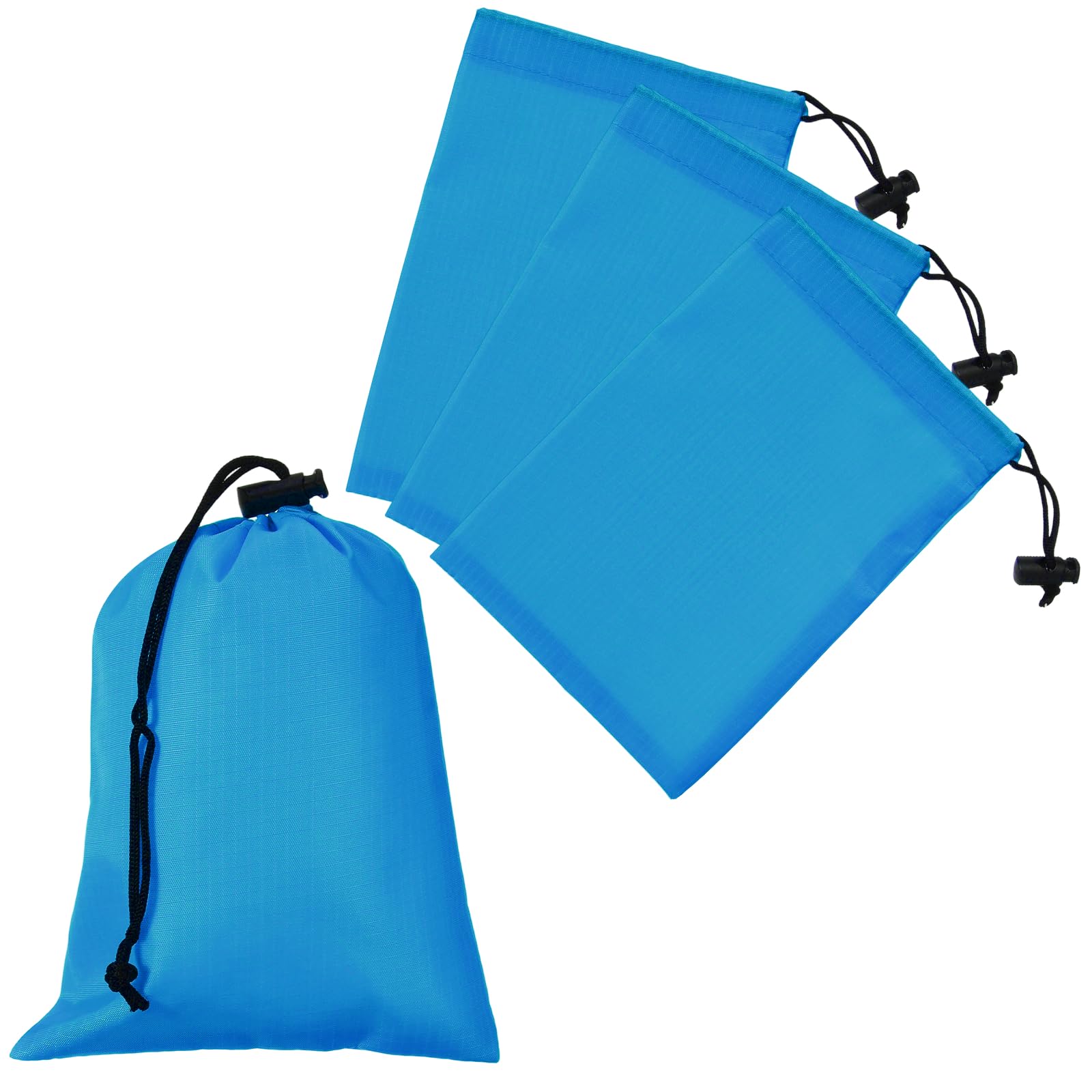 YELARXI Drawstring Bag with Toggle, Stuff Sack String Waterproof Travel Storage Bags Cinch Stuff Pouch -Fitting for (Gym/Traveling/Hiking/Yoga/Office/Shoes) 8 x 6 & 4 Pack & Indigo
