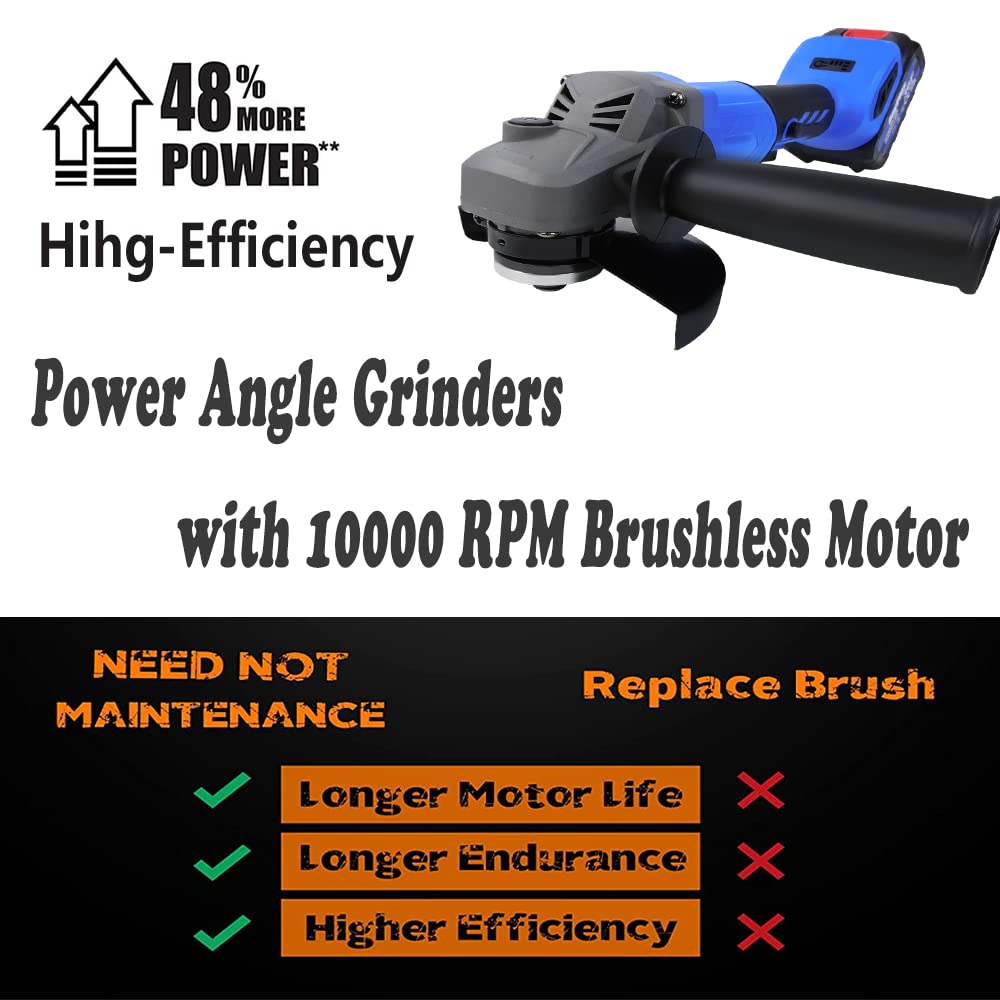 Smerigliatrice angolare a batteria 21 V, kit di smerigliatrice angolare per metallo, legno, 10000 giri/min, con protezione di sicurezza per levigatura e taglio, con batteria e caricatore
