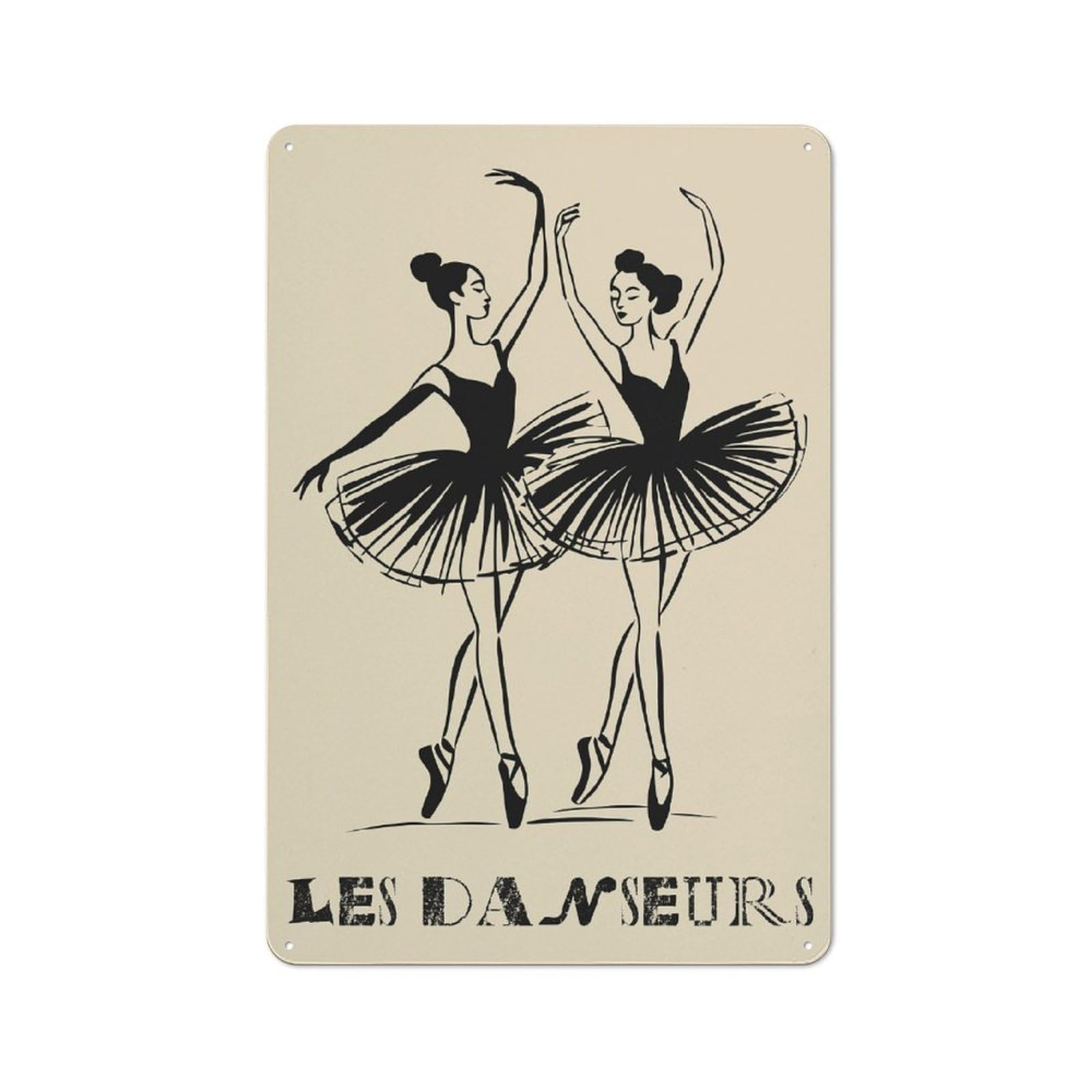 Junmoney Style-20 Vintage Garden Room Metal Sign 30X20cm Featuring Les Danseurs Two Ballerinas In Black, Utility Space Decor For Shed, Garden Room, Porch Or Garage