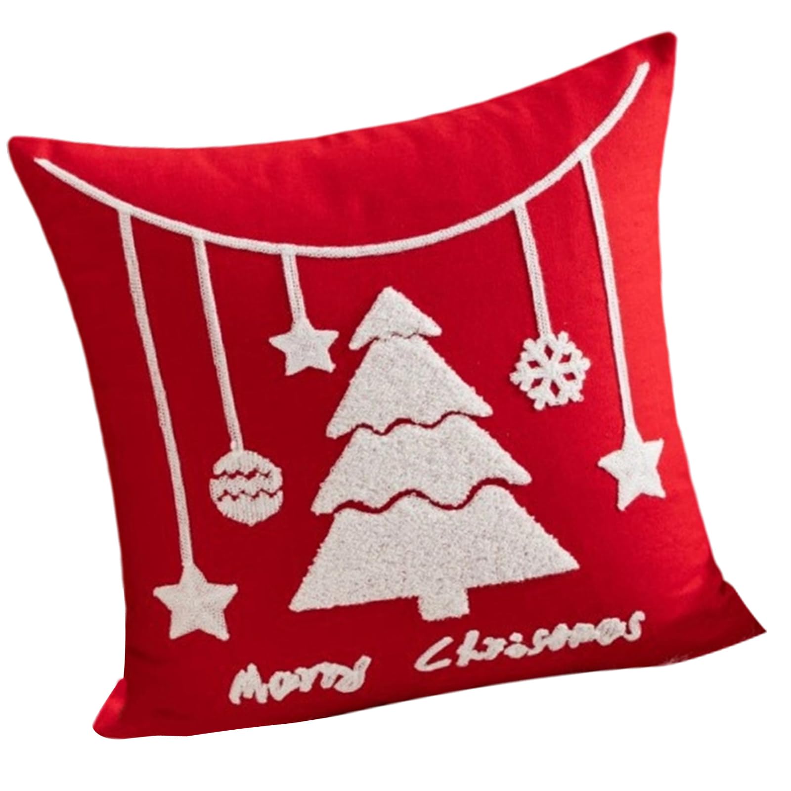 Tsophreniq Holiday Season Santa Pillow Case with Zippered Closure Christmas Cartoon Embroidered Cushion Cover Home Sofa Decors Holiday Season Santa Pillow Case with Zippered