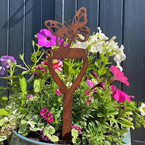 RUSTIC WAREHOUSE NORFOLK LIMITED Rusty Metal Butterfly On A Spade Garden Decoration, Garden Feature, Garden Ornament, Gardening Gift - Image 3