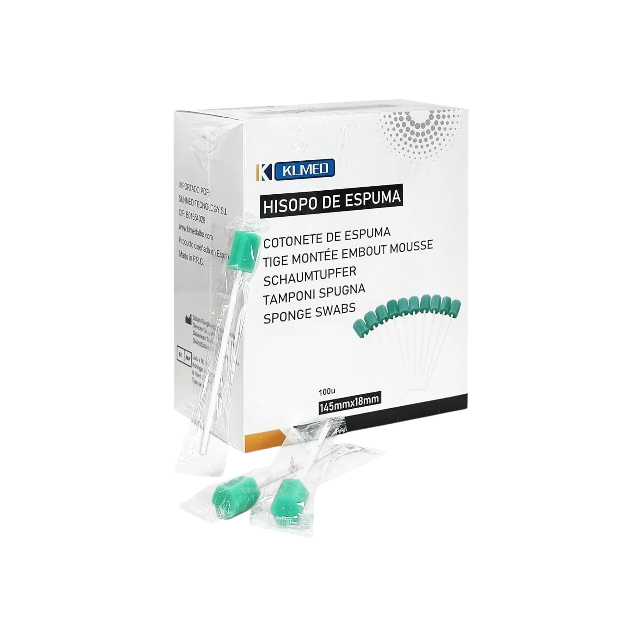 Limpiador de Lengua para Higiene Bucal Diaria 100ud. Hisopos Bucales Estériles de Espuma. Limpiador Lingual Evita Mal Aliento Boca. Alternativa a Cepillo de Dientes Desechable e Hilo Dental.