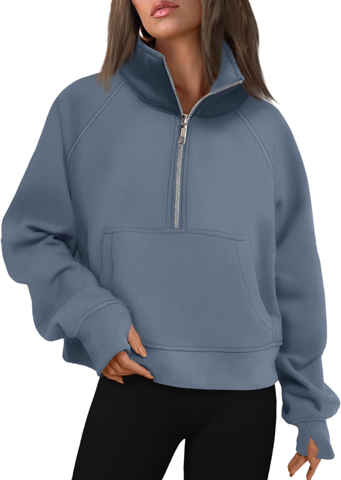 Womens Sweatshirts Half Zip Cropped Pullover Fleece Quarter Zipper Hoodies 2026 Fall Fashion Outfits Clothes