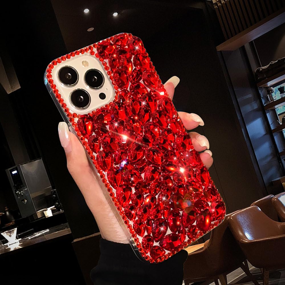 Coque iPhone 12 Pro Max silicone rouge strass protection efficace contre chutes