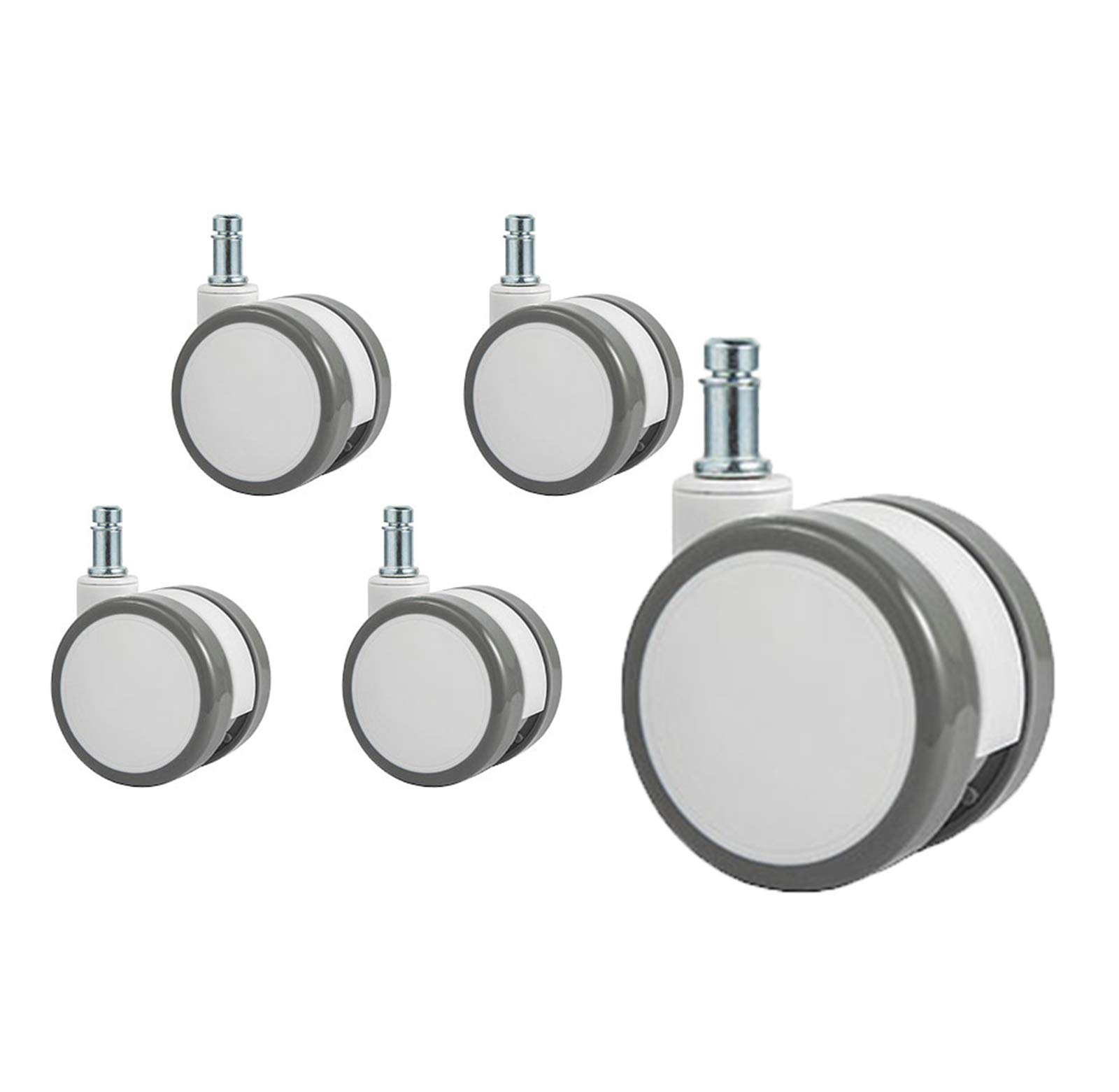 Ruedas para Muebles X5, Ruedas giratorias con Freno, Ruedas para Silla de Oficina, Ruedas de Repuesto, Poliuretano, Tornillo M10, Anillo de retención M11, Varilla de retención, Giro