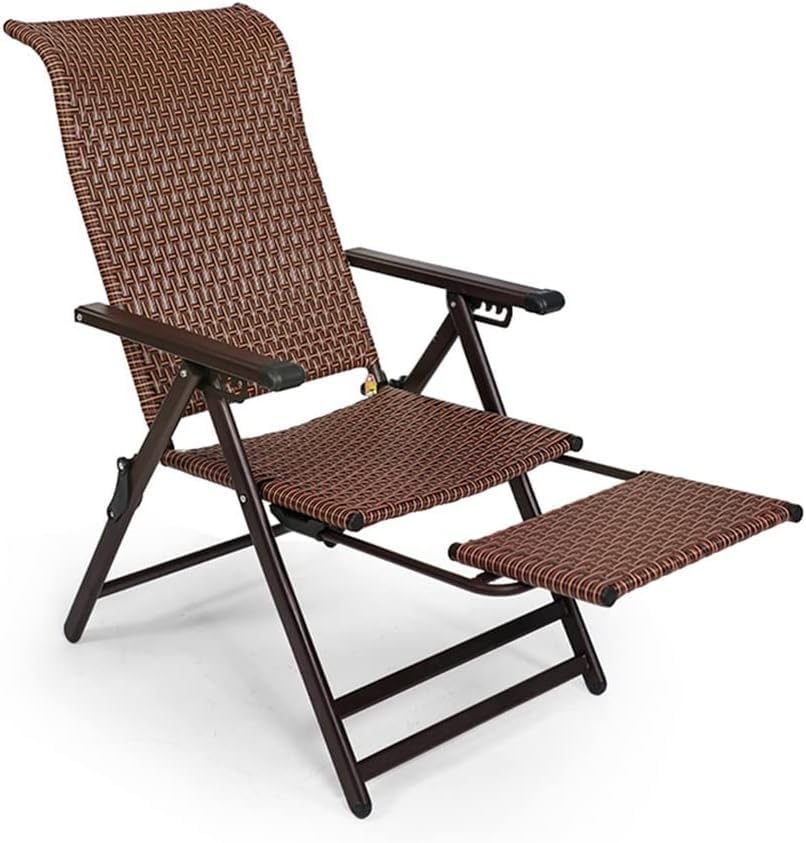 Chaise Longue Pliante en Rotin Marron pour l'Extérieur