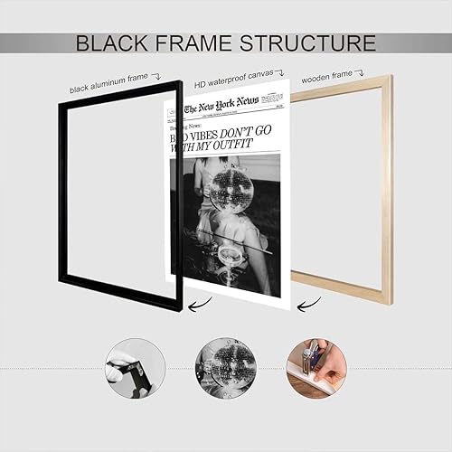 Miniatura 2 de Lienzo retro del New York Times para pared, divertido póster de portada de revista, póster de periódico, bola de discoteca, bar, carrito, cóctel,