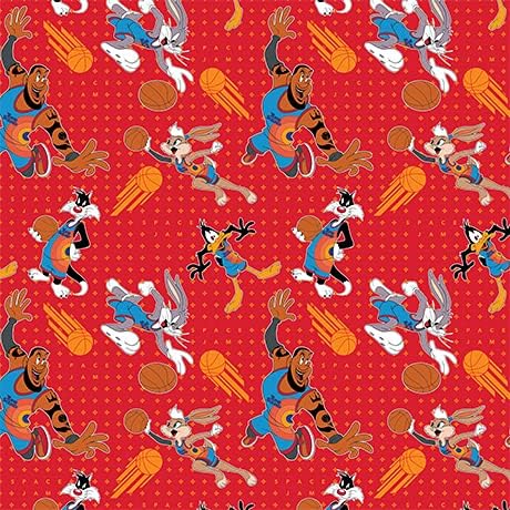 Space Jam Cotton Precut 2yd Players Tonal Red